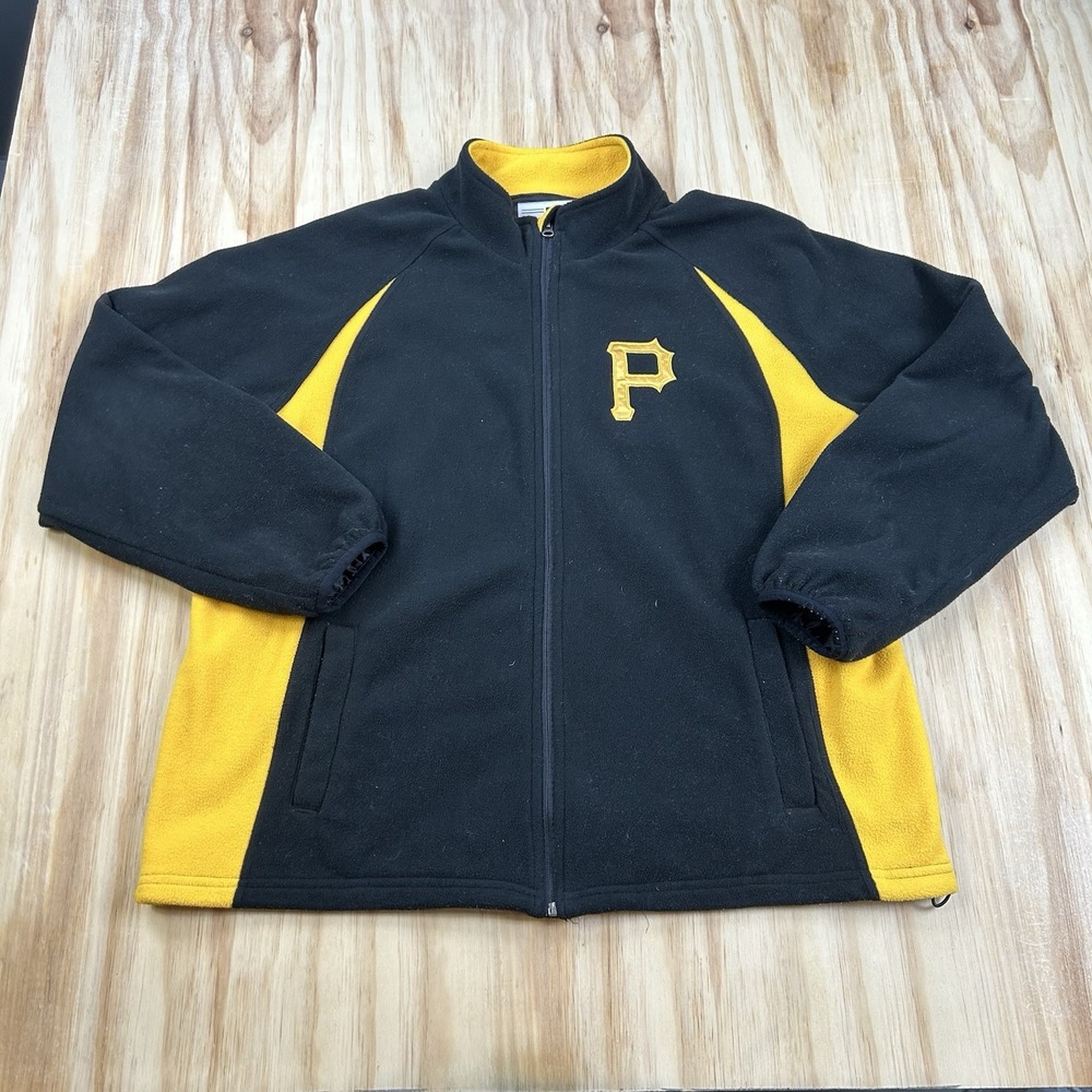 Pittsburgh Pirates Men's Full Zip Fleece Jacket Black Golf MLB Large Baseball